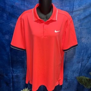 Nike court dry fit bright neon pink/orange tennis polo large